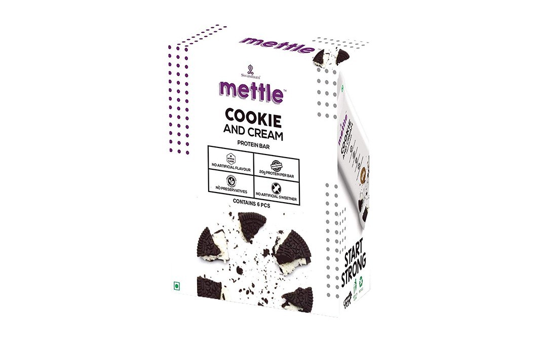 Mettle Cookie And Cream Protein Bar   Box  360 grams